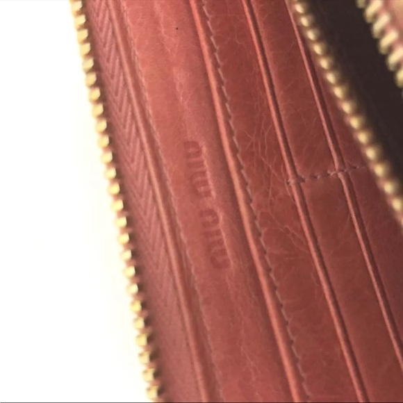 MIU MIU Logo Gather Leather Zip Around Long Wallet - Picture 8 of 8